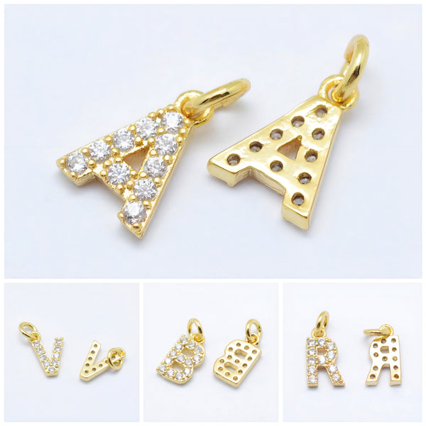 Letra, Inicial, Rhinestone, Enchapado 18k, Charm