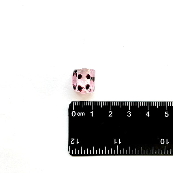 Beads Cuadrado, Cristal LampWork, 12mm, Agujero: 1.5mm, Marrón, Rosa, 1 pieza