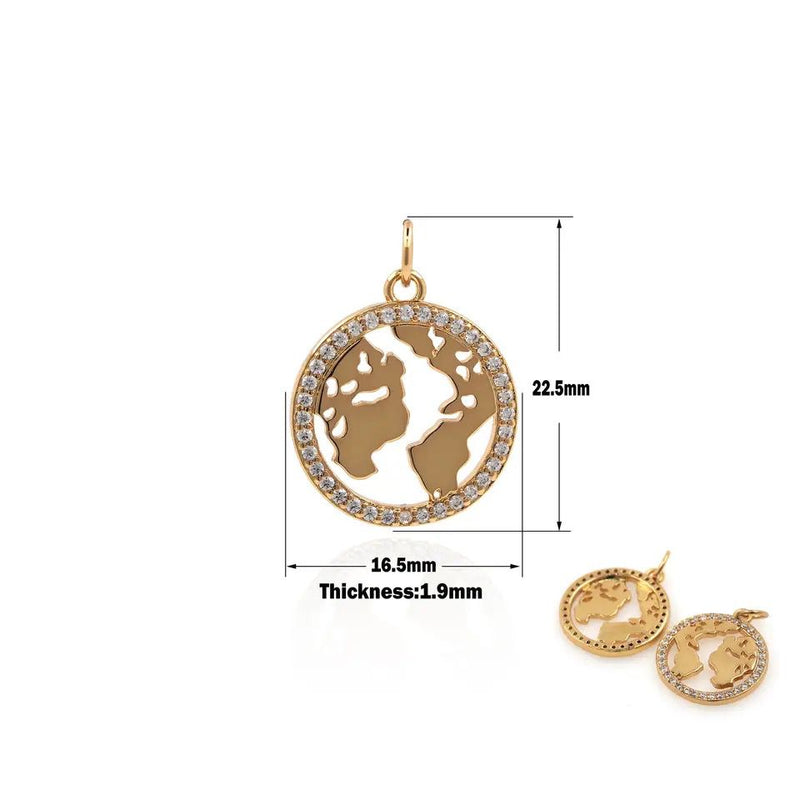 Planeta Tierra, Mundo, Rhinestone, Stainless Steel, Charm