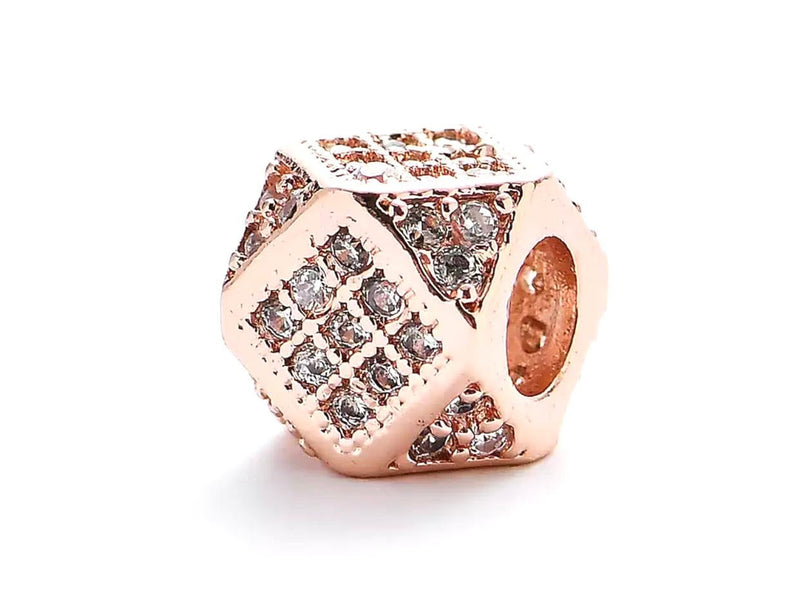 Cubo con Rhinestone, 7mm, Bead*