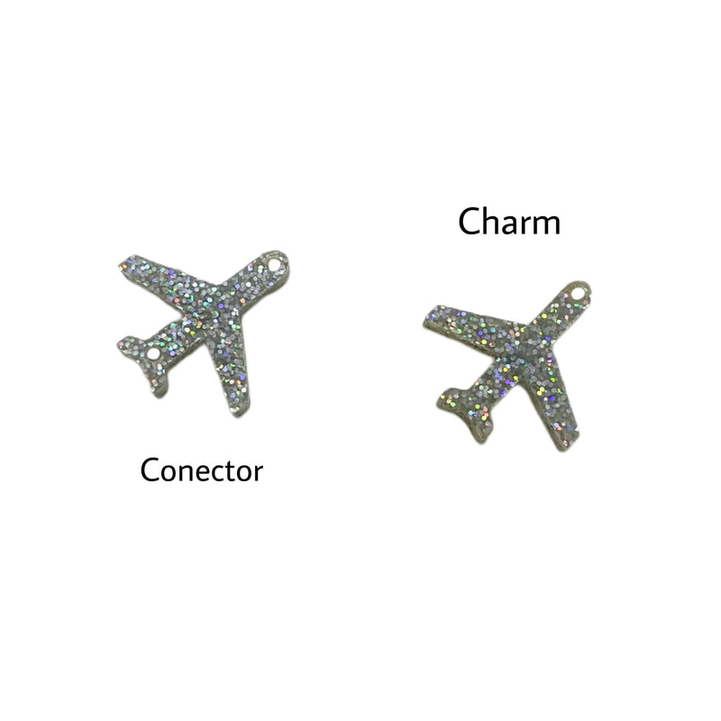 Avión, Acrílico, Charm, Conector