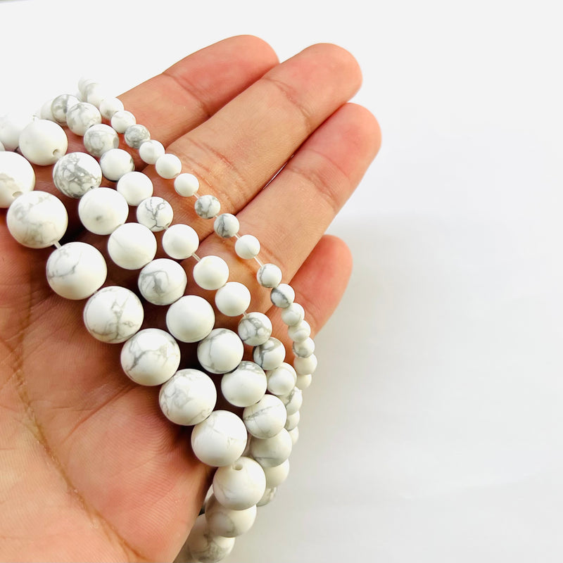 Howlite Matte, Piedra, 4mm/6mm/8mm/10mm, Beads