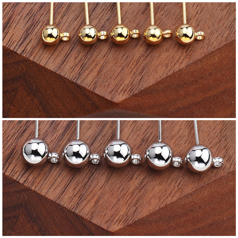 Pantalla, Ball Stud con Argolla, 3mm/4mm/6mm, Enchapado