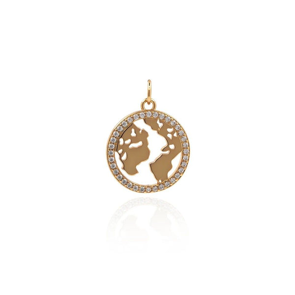 Planeta Tierra, Mundo, Rhinestone, Stainless Steel, Charm