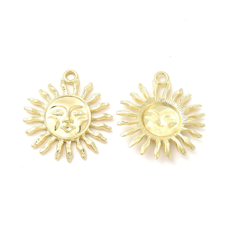 Sol, Alloy, 34x30mm, Agujero: 2.5mm, Oro, Charm y Pendant, 2 piezas