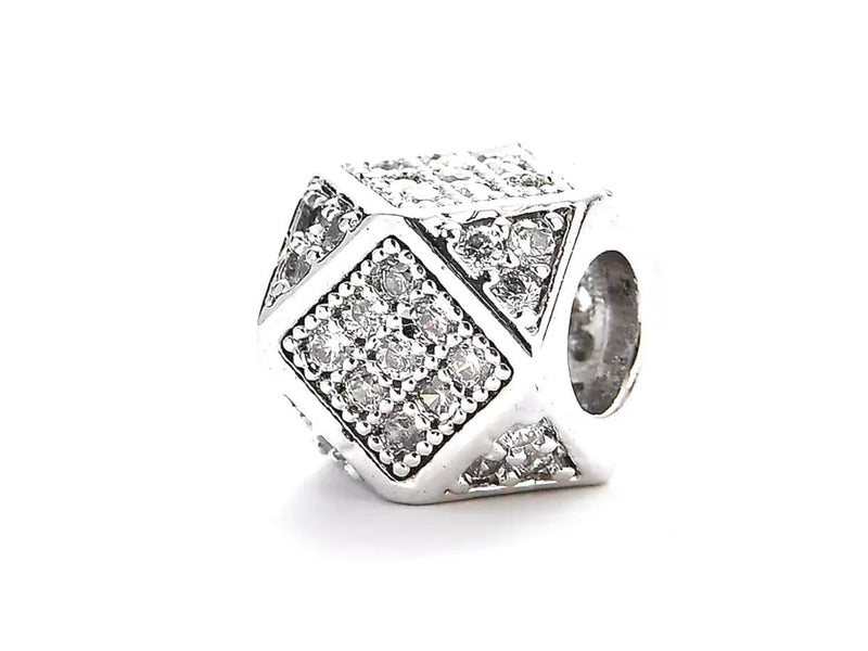 Cubo con Rhinestone, 7mm, Bead*