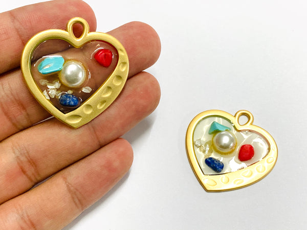 Heart, Circle, Charm, Pendant, Resin