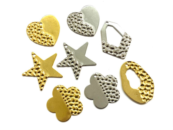 Charm, Estrella, Corazón, Flor, Stainless Steel