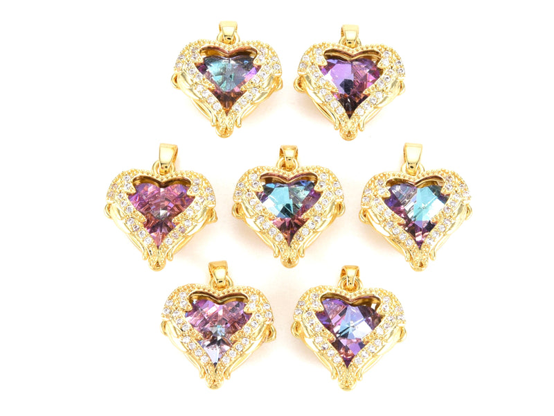 Corazón, Alas, Rhinestone, Enchapado, Pendant