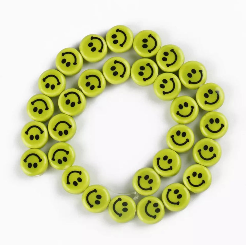 Happy Face, Smile, Emoji, Beads, Porcelana