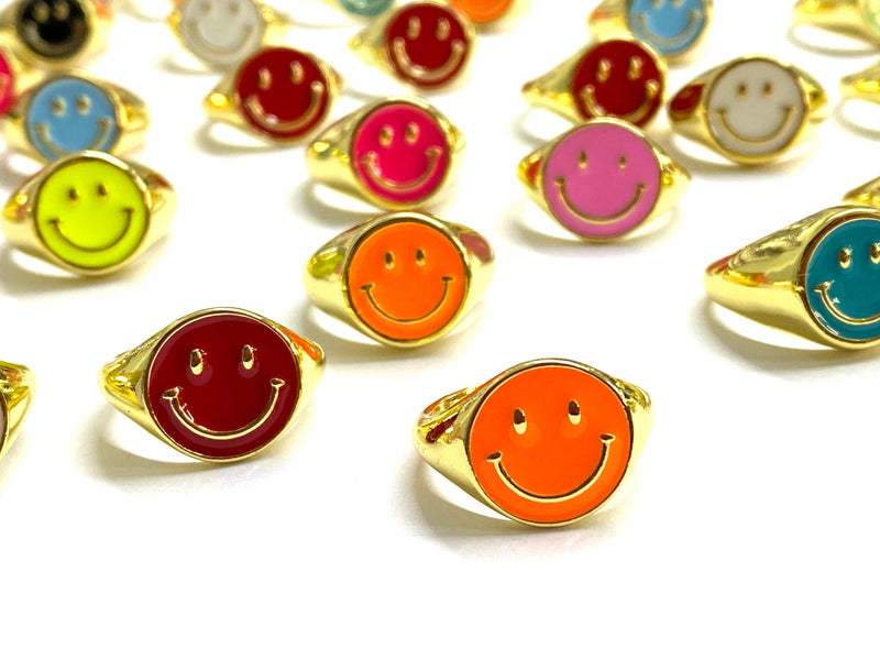 Happy Face, Adjustable Ring, Plating