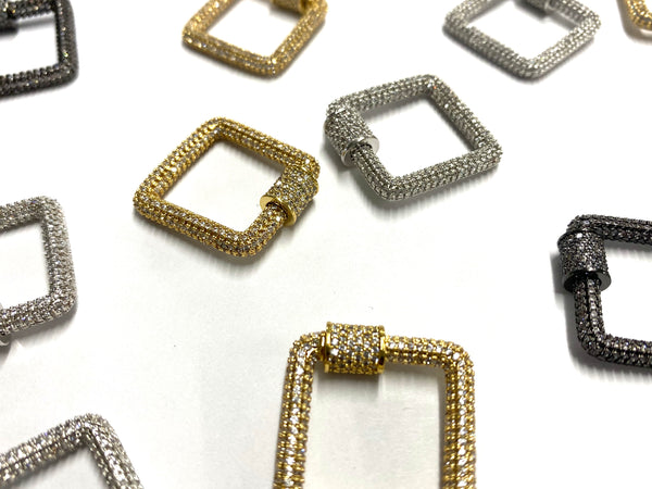 Square Clasp, Screw, Rhinestone