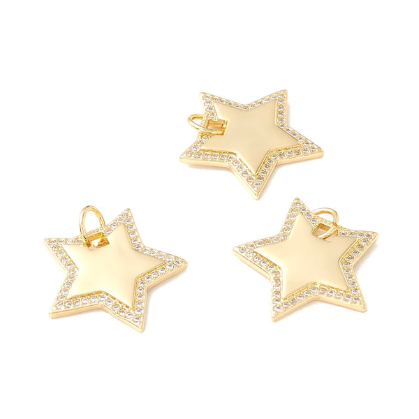 Estrella, Enchapado 18k, Rhinestone, Charm