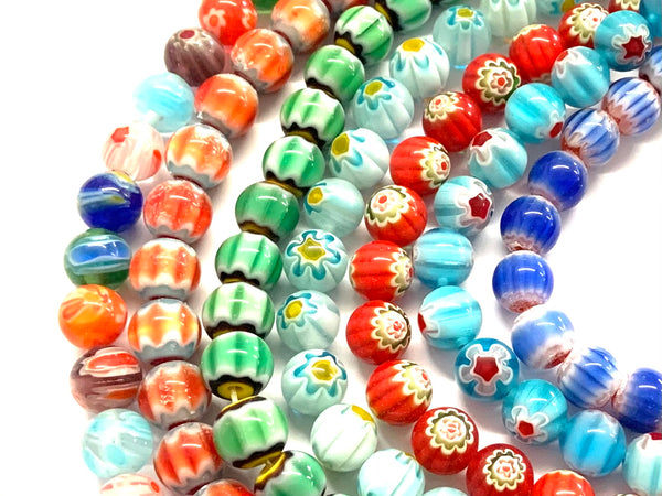 Bead, 8mm, Millefiori, Cristal