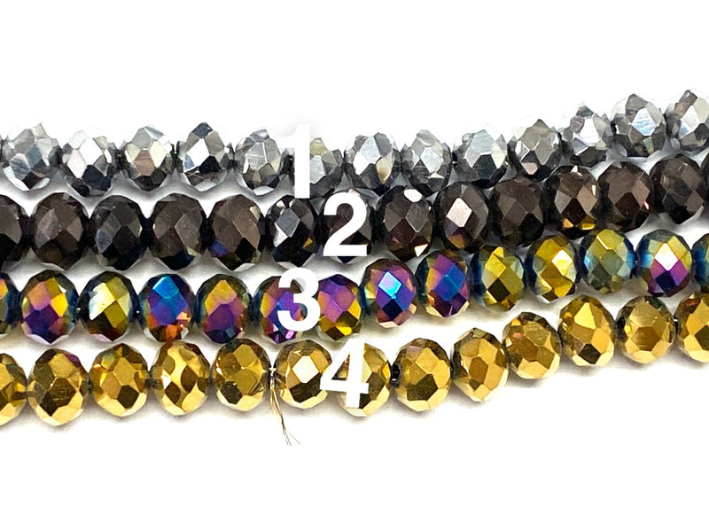 Faceted Oval Crystal 6mm Metallic