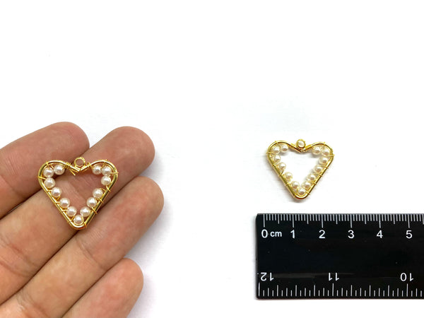 Heart with Pearls, 18k Plating