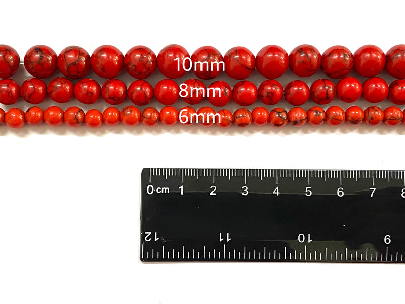 60pcs 6mm Natural Stone Beads Red Turquoise Beads Energy Crystal Healing  Power Gemstone for Jewelry Making, DIY Bracelet Necklace