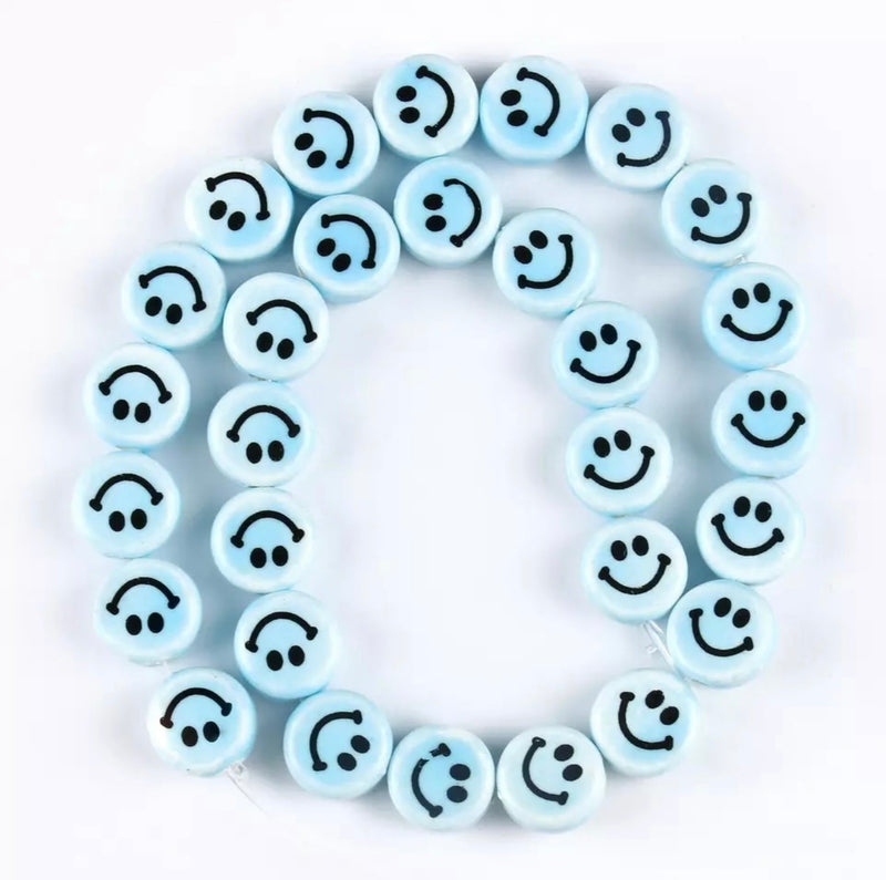 Happy Face, Smile, Emoji, Beads, Porcelana