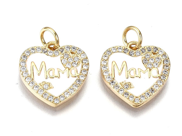 Mamá, Corazón, Charm, Enchapado 16k