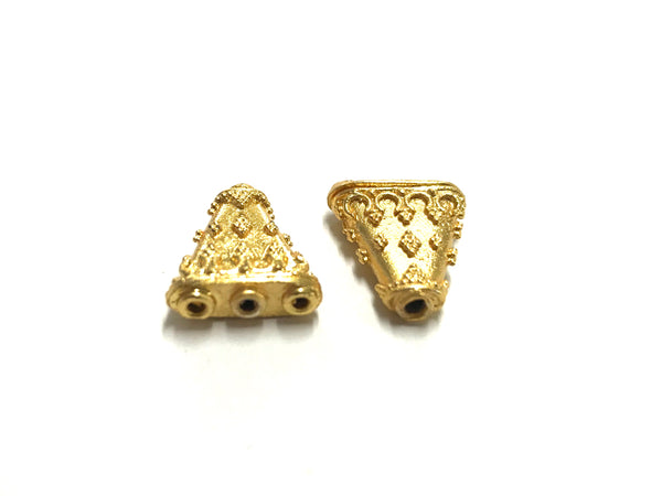 Triangular bead with design, Plated