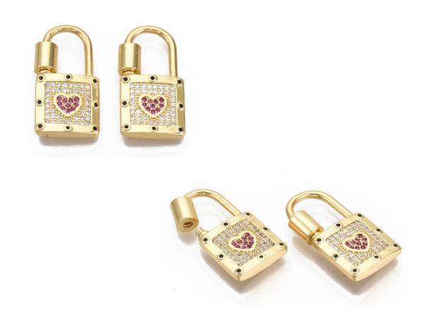 Padlock, Heart, Connector, 16k Plating