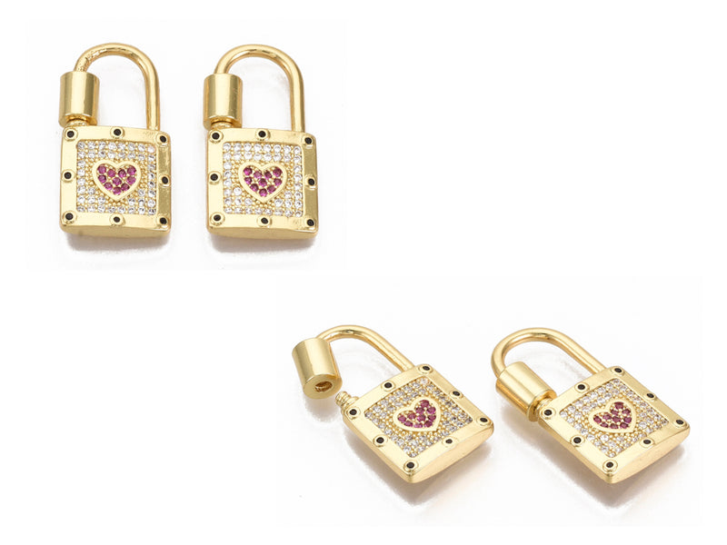 Padlock, Heart, Connector, 16k Plating