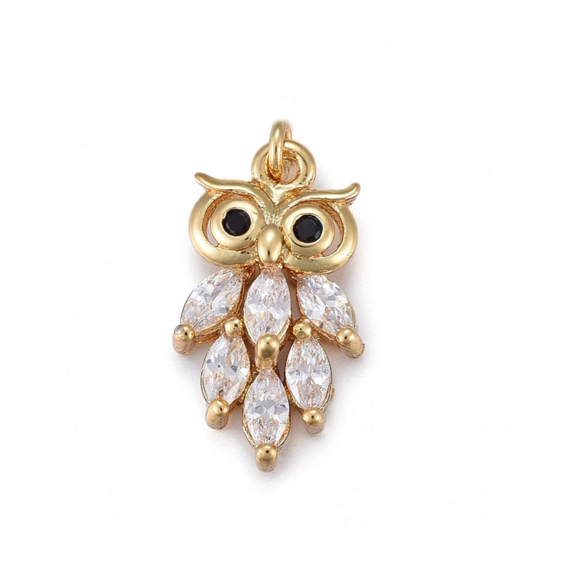 Búho, Enchapado 18k, Rhinestone, Charm