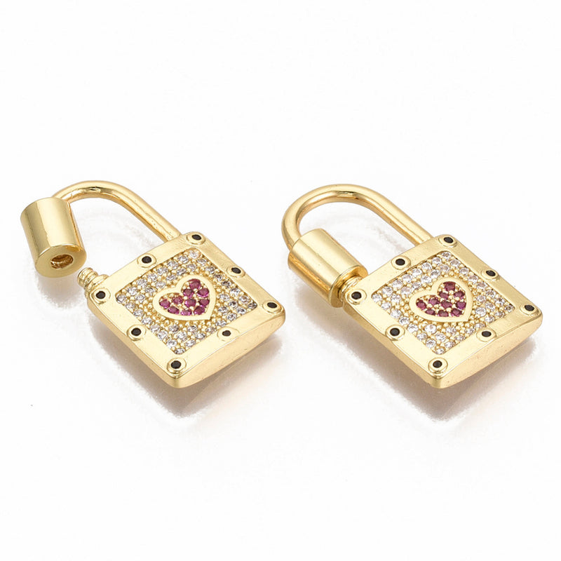 Padlock, Heart, Connector, 16k Plating