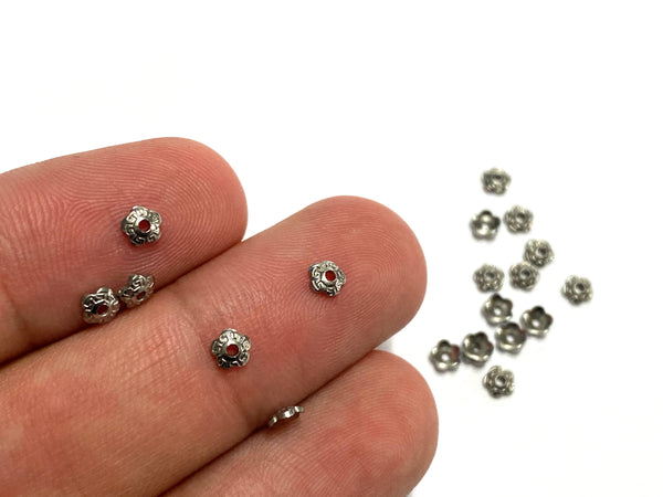 Bead Caps, 3mm, Stainless Steel