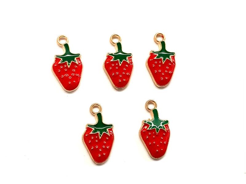 Strawberry, Fruits, Charm, Enamel