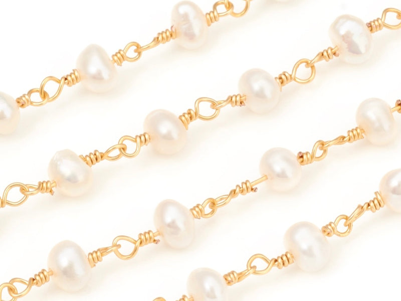 Chain with Freshwater Pearls, 18k Plating