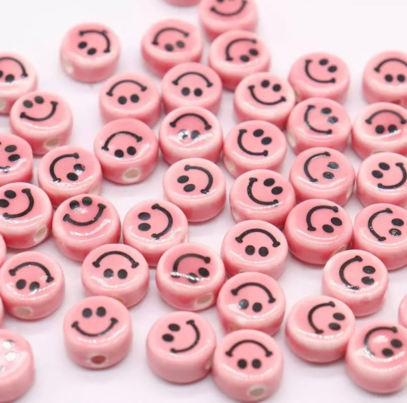 Happy Face, Smile, Emoji, Beads, Porcelana