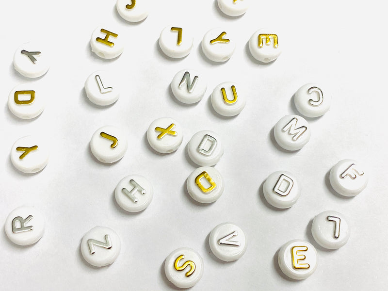 Letras Oro y Plata, Inciales, Acrílico, Beads