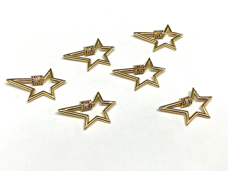 Clasp, Star, Screw, Rhinestone