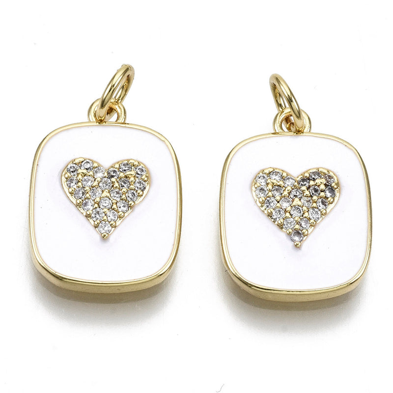 Heart, Charm, Enamel, Plating