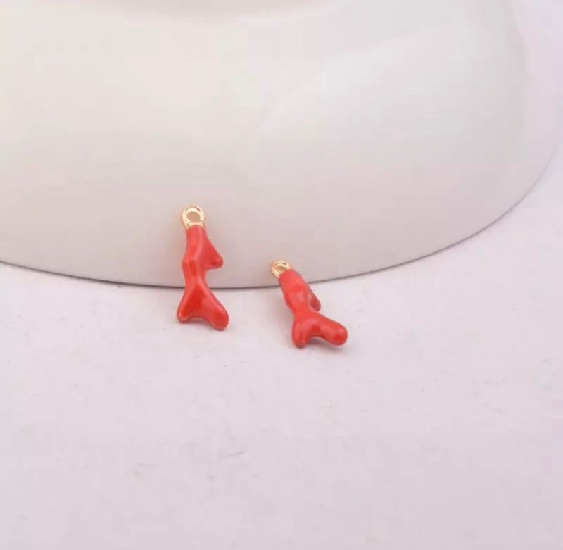 Coral, Charm, Enamel