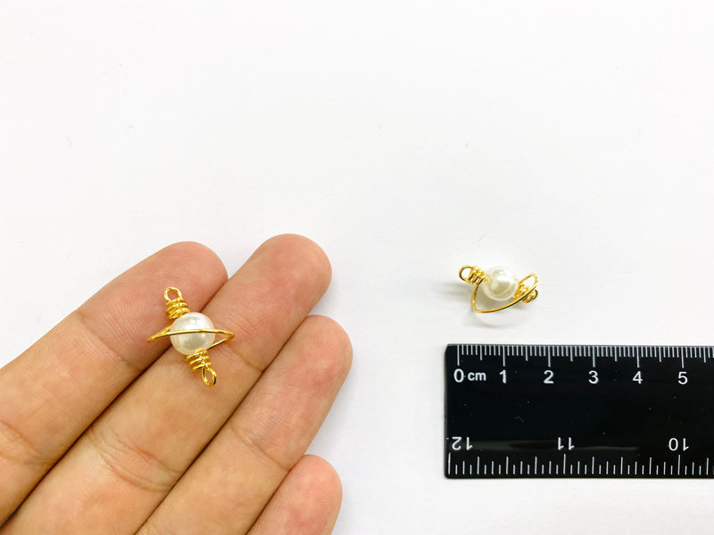 Planet, Saturn, Connector, 18k plating