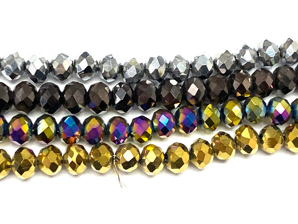 Faceted Oval Crystal 6mm Metallic