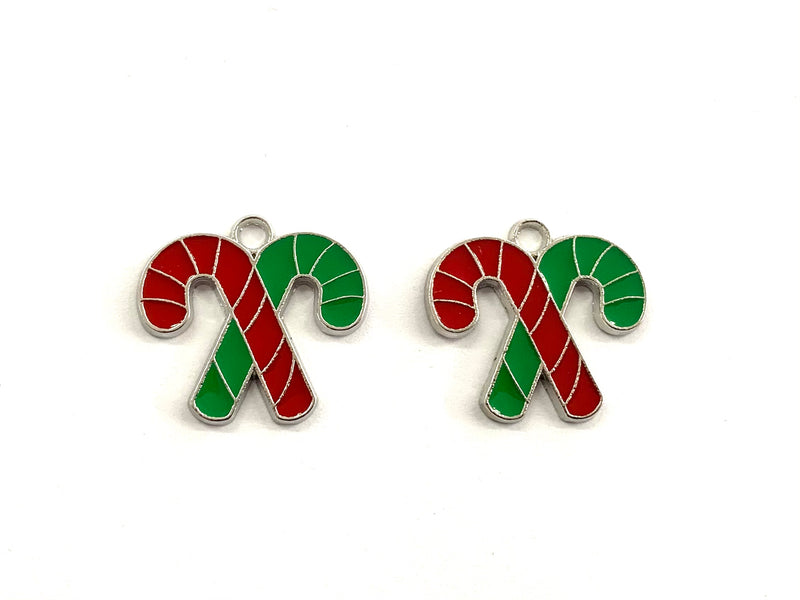 Christmas Cane, Charm, Enamel