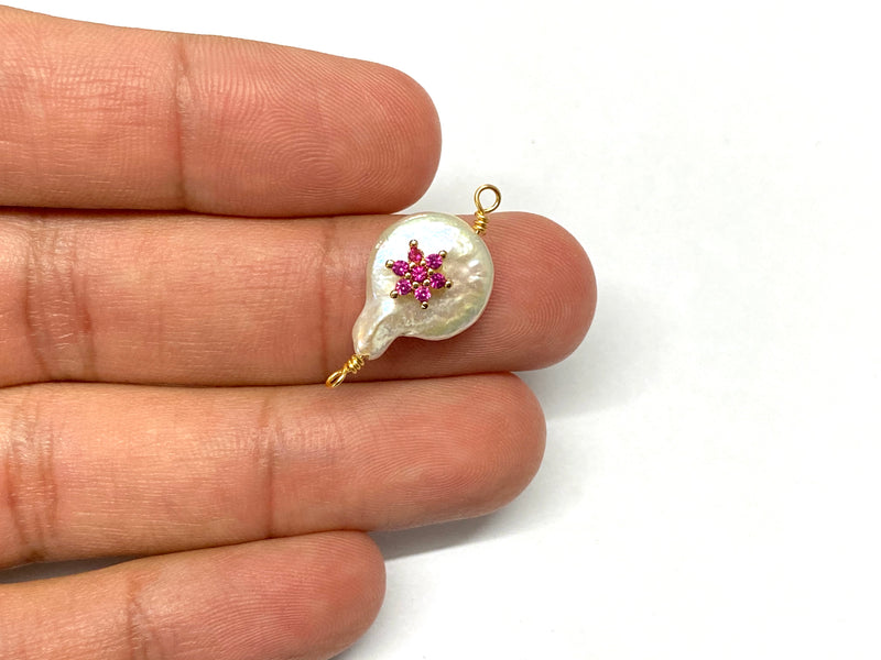 Pearl, Connector, Flower, Rhinestone