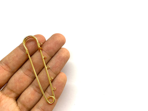 Safety pin with Rings, 18k plating