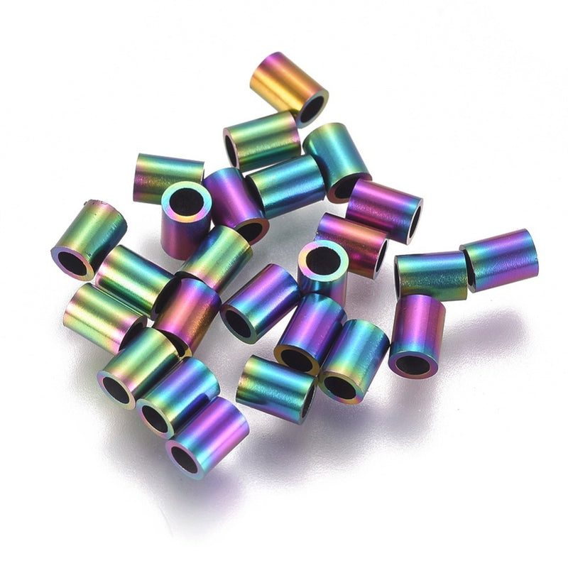 Tubo Beads, Stainless Steel