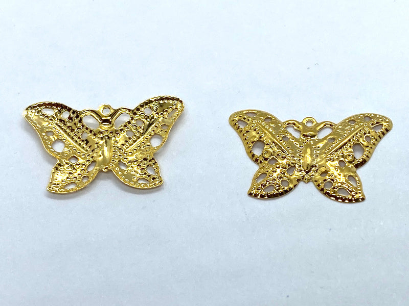 Charm, Butterfly, Flower, Plating