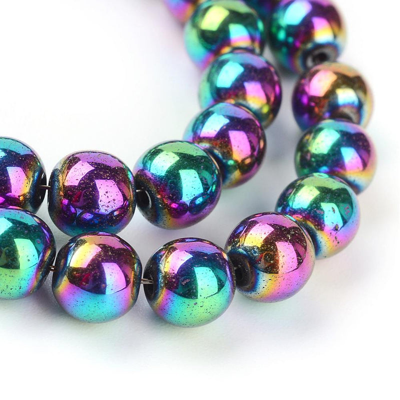 Hematite, 4-6-8mm, gold, blue, litmus, violet