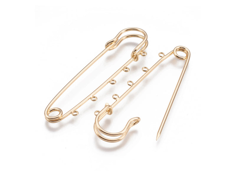 Safety pin with Rings, 18k plating