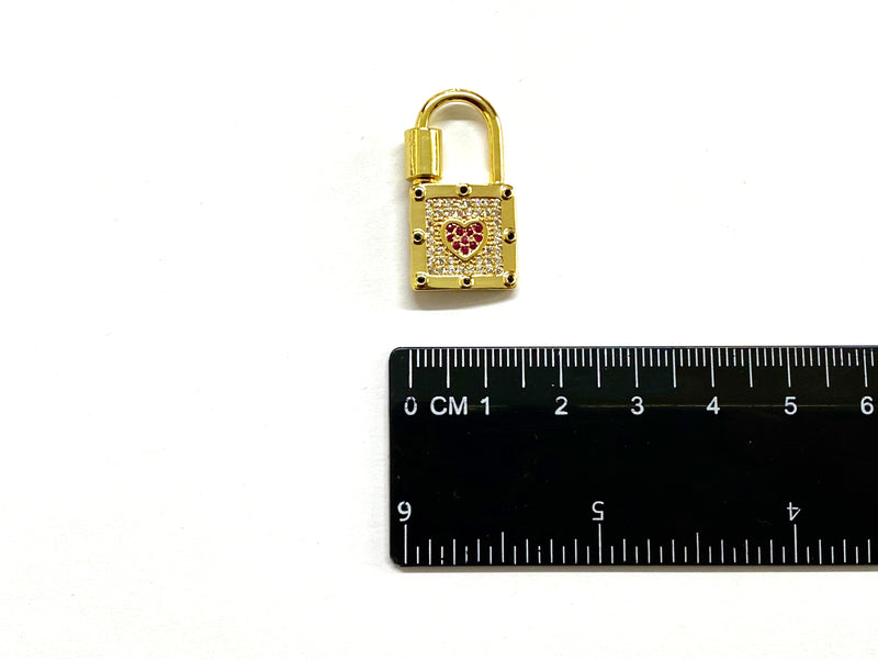 Padlock, Heart, Connector, 16k Plating