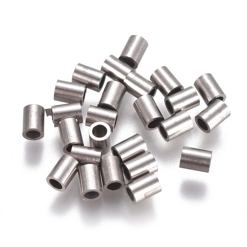 Tubo Beads, Stainless Steel