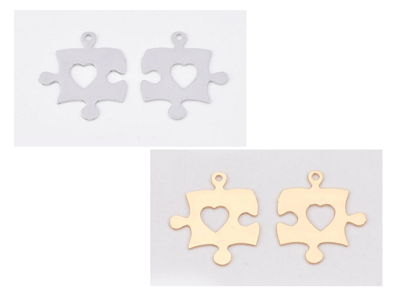 Puzzle, Heart, Charm, Plating*