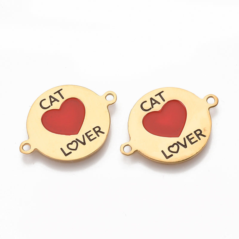 Dog Lover, Cat Lover, Conector, Stainless Steel