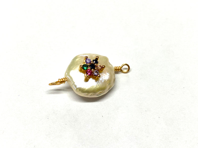 Pearl, Connector, Flower, Rhinestone